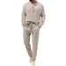 Men's Clothing Foreign Trade Hot Sale 2025 Spring And Autumn Men's Solid Color Casual T Shirt Long Sleeved Shirt Trousers Suit_viptrois.com