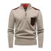Men's Clothing Half Zip Stand Collar Sweater Pullover Jacket Autumn And Winter New Fashion Sweater Casual All Match Knitted Sweater_viptrois.com