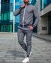 Men's Clothing Thin Plaid Fashion Zipper Jacket Trousers _viptrois.com