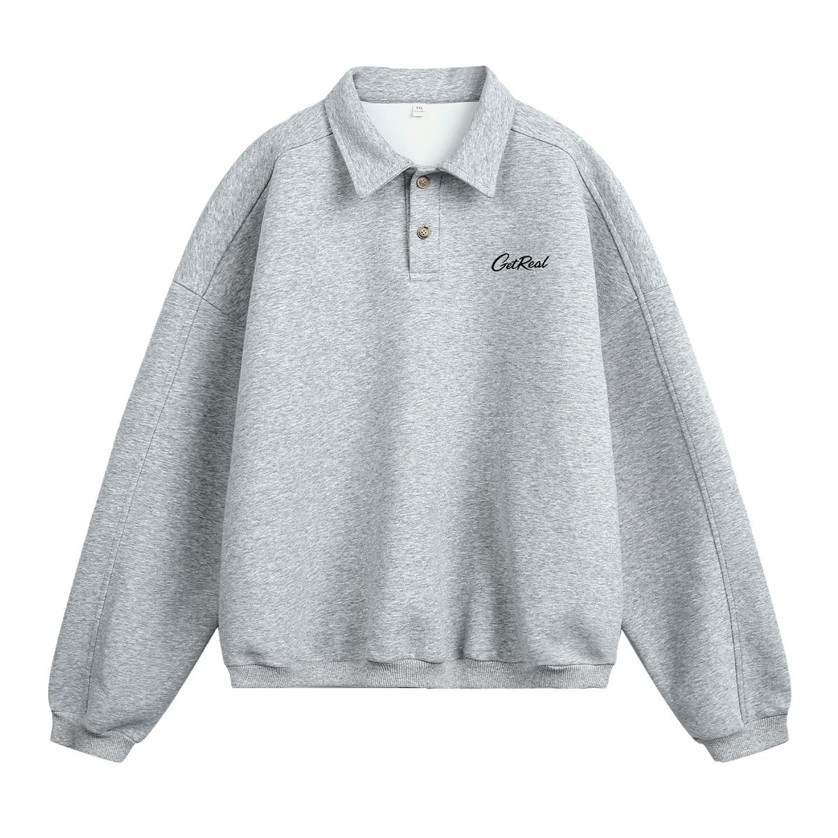Men's Retro Oversized Polo Collar Sweatshirt - Long Sleeve Button Neck Pullover Top For Autumn (Black, Grey, White)_viptrois.com