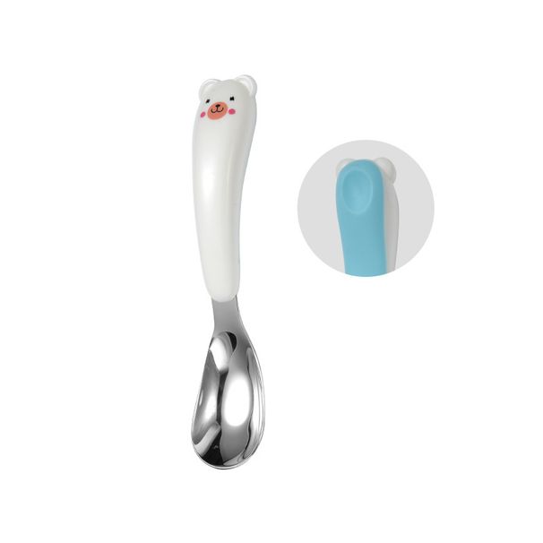 Mother & Kids 316 Stainless Steel Children's Spoon Two Color Bear Ingot Spoon Baby Eating Training Spoon_viptrois.com