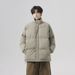 Unisex Water-Resistant Stand Collar Puffer Jacket, Oversized Winter Coat With Thick Polyester Fill, Couple Matching Streetwear For Cold Weather_viptrois.com