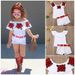 Mother & Kids Children's Clothing Wholesale Girls Summer Short-sleeved Floral Tops T-shirt Denim Shorts Belt Three-piece Set One Piece Drop Shipping_viptrois.com