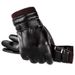 Touch screen PU leather gloves Men's PU cycling plus fleece warm women's ski gloves_viptrois.com