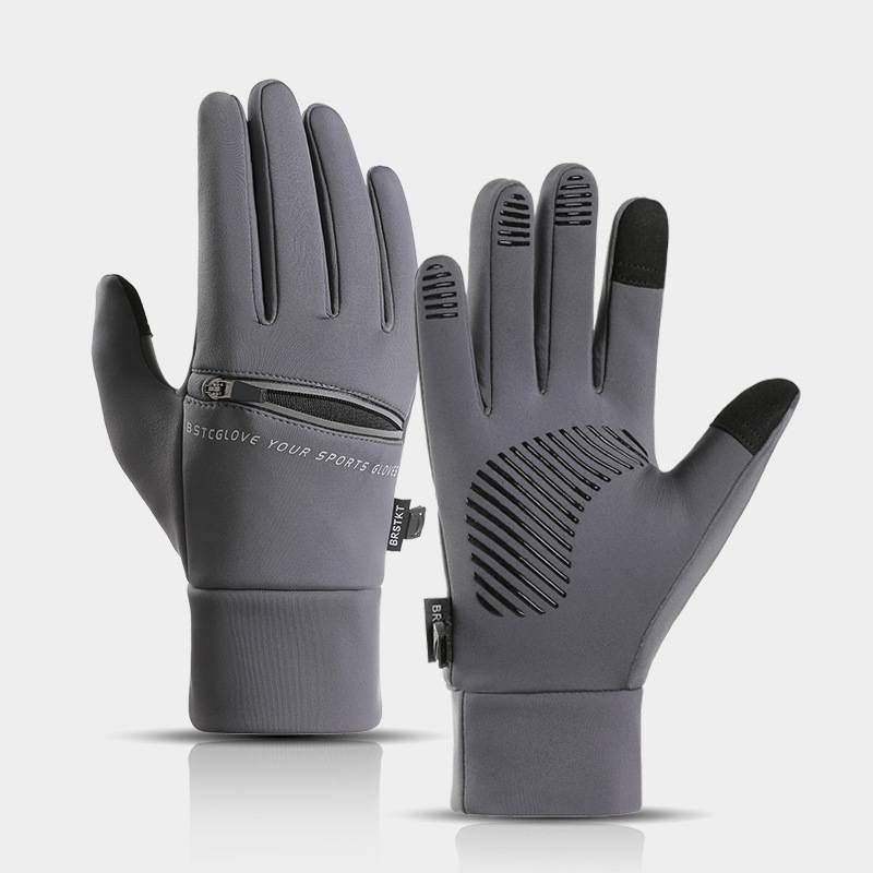 Men's Gloves Outdoor Cycling Sports Gloves Men's Autumn And Winter Windproof Waterproof Plus Velvet Warm Touch Screen Zipper Gloves_viptrois.com