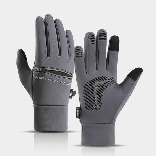 Men's Gloves Outdoor Cycling Sports Gloves Men's Autumn And Winter Windproof Waterproof Plus Velvet Warm Touch Screen Zipper Gloves_viptrois.com