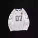 Men's Clothing Retro Football Jersey Style Long Sleeved T Shirt Loose Top Sweatshirt_viptrois.com