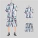 Men's Clothing Summer Beach Style Loose Shirt Hawaiian Casual Suit Men's Printed Two Piece Suit_viptrois.com