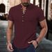 Men's Clothing Men's Linen Casual Shirt Plain V Neck Summer Casual Daily Clothing_viptrois.com