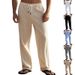 "Men's Linen Casual Pants - Breathable Summer Straight Fit Pants For Outdoor & Beach Wear (White, Black, Gray, Khaki, Army Green)"_viptrois.com