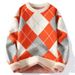 Men's Clothing Diamond Check Crewneck Sweater Men's Fall/Winter Thickened Sweater Men's Loose Casual Sweater_viptrois.com