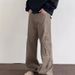 Men's Clothing Retro Maillard Brown Multi Pocket Workwear Jeans High Street Straight Flared Cleanfit Pants_viptrois.com
