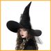 Halloween Black Ruched Mesh COS Magician Witch Wizard Hat Costume_viptrois.com