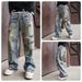 Men's Clothing American Vibe Dirty Old Graffiti Wide Leg Jeans Men's Personality Ripped Handsome Straight Casual Pants Men_viptrois.com