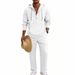 Men's Linen Hoodie And Lounge Pants Set | Relaxed Fit Long Sleeve Hooded Outfit For Spring Autumn Comfort_viptrois.com