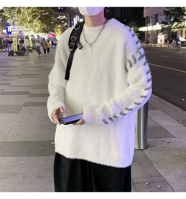 Winter new soft and thick sweater round neck ins trendy brand niche design retro knit sweater_viptrois.com