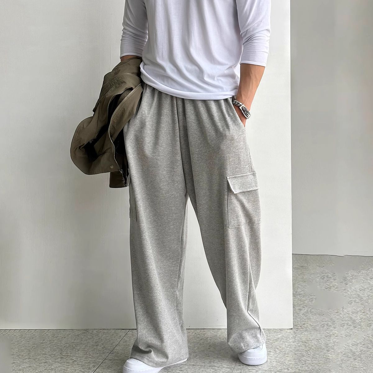 Men's Wide Leg Long Pants Straight Casual Pants_viptrois.com