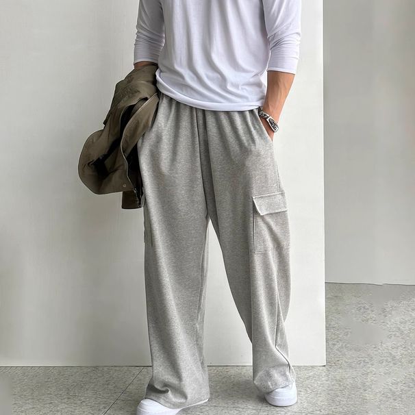 Men's Wide Leg Long Pants Straight Casual Pants_viptrois.com