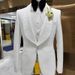 Men's Clothing White Suit Wedding Casual Host Suit 3 Piece Suit_viptrois.com
