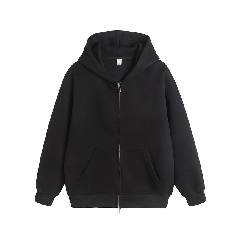 "Oversized Zip-Up Hoodie – Heavyweight Polyester Unisex Streetwear (Black/Charcoal/Navy)"_viptrois.com