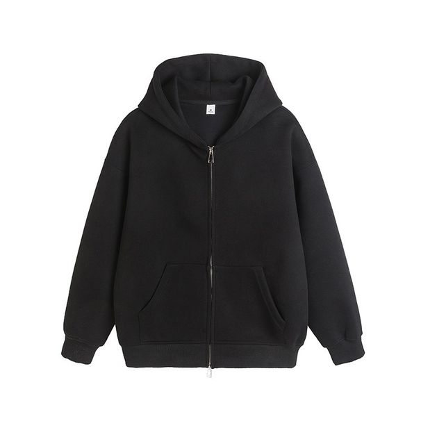 "Oversized Zip-Up Hoodie – Heavyweight Polyester Unisex Streetwear (Black/Charcoal/Navy)"_viptrois.com
