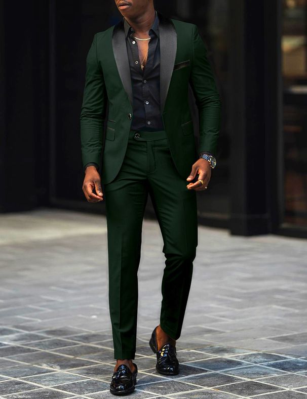 Men's 2-Piece Slim Fit Suit Set - Wedding Groom Business Casual Blazer,& Trousers (2025 New Formal Wear, Black/Navy/Gray)_viptrois.com