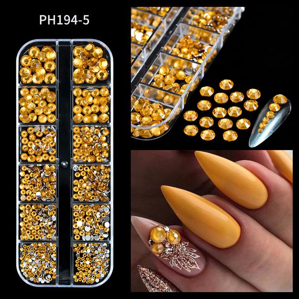 Nail Art Round White Color Flat Bottom Diamond 12 Grid Long Strip Fingertip Diamond Decoration AB Diamond Resin Nail Jewelry_viptrois.com