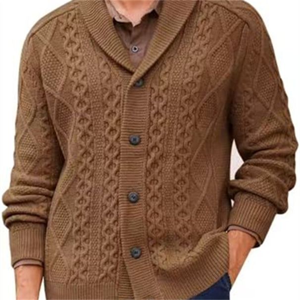 Autumn And Winter New Fashion V Neck Long Sleeve Single Breasted Cardigan Sweater Jacket Men's Business Sweater_viptrois.com