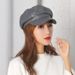 Autumn Winter Beret For Women PU Leher Solid Color Versile Artist Spring Korean Style Internet Celebrity Octagonal_viptrois.com