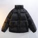 Trendy Couple's Vintage-Inspired Puffer Jacket - Winter-Ready Thickened Quilted Coat With Stand Collar For Casual Wear_viptrois.com