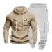 Men's Style Heavyweight Fleece Hooded Sweatshirt And Sweatpants Set Winter Outdoor Workwear Loose Fitting_viptrois.com