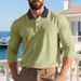 Men's Autumn Collar Polo Shirt - Breathable Pique Knit Long Sleeve Golf & Casual Wear With Contrast Trim (S-XXXL, 6 Colors)_viptrois.com