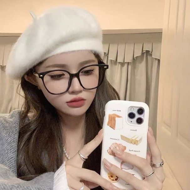 Atmospheric White Rabbit Fur Beret For Women, Autumn Winter Soft And Skin-Friendly Artist Hat, Korean Style Female Lead_viptrois.com