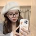 Atmospheric White Rabbit Fur Beret For Women, Autumn Winter Soft And Skin-Friendly Artist Hat, Korean Style Female Lead_viptrois.com