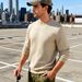 Men's Casual Long Sleeve Pullover Sweatshirt - Loose Fit, Breathable Polyester, Stylish Jacquard Design For Spring & Fall_viptrois.com
