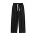 Men'S Lambswool Padded Sports Straight Leg Trousers Monogrammed Steel Print Draped Loose-Fitting Sweatpants_viptrois.com
