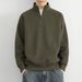 Pure Half-Zip Sweatshirt For Men, Spring And Autumn, American Style, Trendy Brand, Loose Fit, Base Layer, Stand Collar,_viptrois.com