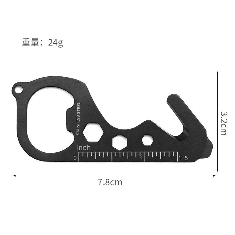 Multifunctional Outdoor Portable Multi-Shaped Keychain Bottle Opener Camping Stainless Steel Creative Tool Card_viptrois.com