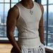 Men's Clothing Thread Slim Vest Ribbed Slim Fit Sleeveless Undershirt - Athletic Training Muscle Tee For Gym Casual Wear (White, Black, White+Black)_viptrois.com