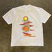 pure Cotton American Sunset Reflection High Street Summer Loose Short Sleeved White T-shirt Men's And Women's_viptrois.com