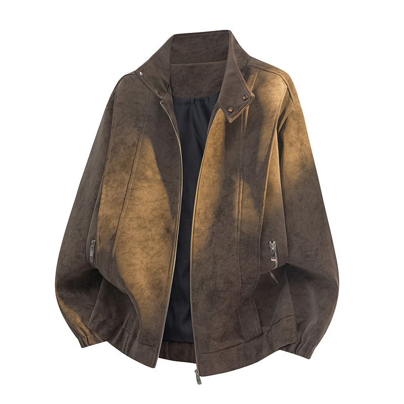 Men's Faux Leather Bomber Jacket – Vintage-Inspired Quilted Lining Pilot Coat With Fleece Insulation & Distressed Finish_viptrois.com