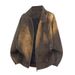Men's Faux Leather Bomber Jacket – Vintage-Inspired Quilted Lining Pilot Coat With Fleece Insulation & Distressed Finish_viptrois.com