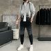 Men's Clothing men's spring and autumn fashion hooded cardigan sweatshirt large size loose sweatpants a complete set of casual sports suits_viptrois.com
