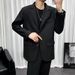Men's Clothing Casual Suit Set With Dropped Shoulder Design, Long Sleeve T-Shirt & Stylish Blazer - Slim Fit, Korean-Inspired Trendy Outfit For Autumn_viptrois.com