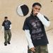 Trendy American-style Washed Children's Character Print Patchwork Faux Two-piece Long-sleeve T-shirt For Autumn_viptrois.com