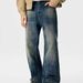 American Washed Micro Flared Jeans Men's Summer Trend Brand Loose Straight Leg High Street Vibe Long Pants_viptrois.com
