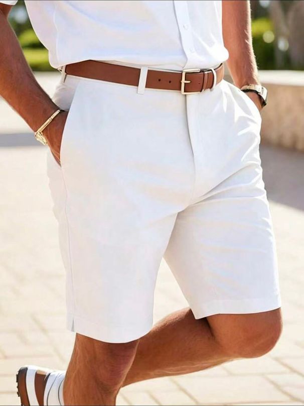 Men's Casual Sports Elastic Shorts Slim Fit Five Point Pants Business Tight Fitting Bottoms_viptrois.com