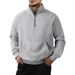 Men's Clothing Fleece Stand Collar Half-Zip Pullover Hoodie - Loose Fit Long Sleeve Sweatshirt For Winter (White, Black, Gray, Navy, Camel)_viptrois.com