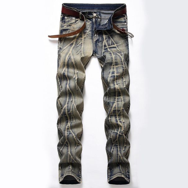 "Men's Light Wash Stretch Jeans – Straight Leg Vintage Style In Blue & Nostalgic White (Sizes 28-42)"_viptrois.com