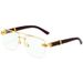Half Rim Square Sunglasses – Diamond Cut Edge, Marble & Wood Grain Temples, Lightweight Fashion Glasses_viptrois.com